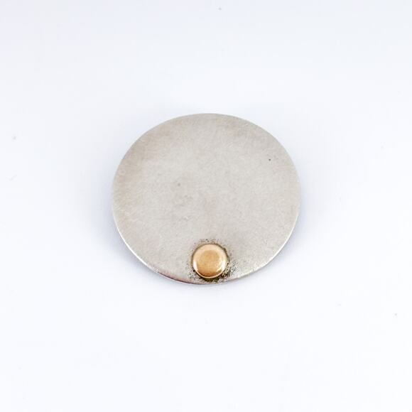 Vintage Sterling Silver 925 Round Disc Pendant with Gold Accent - Picture 2 of 6